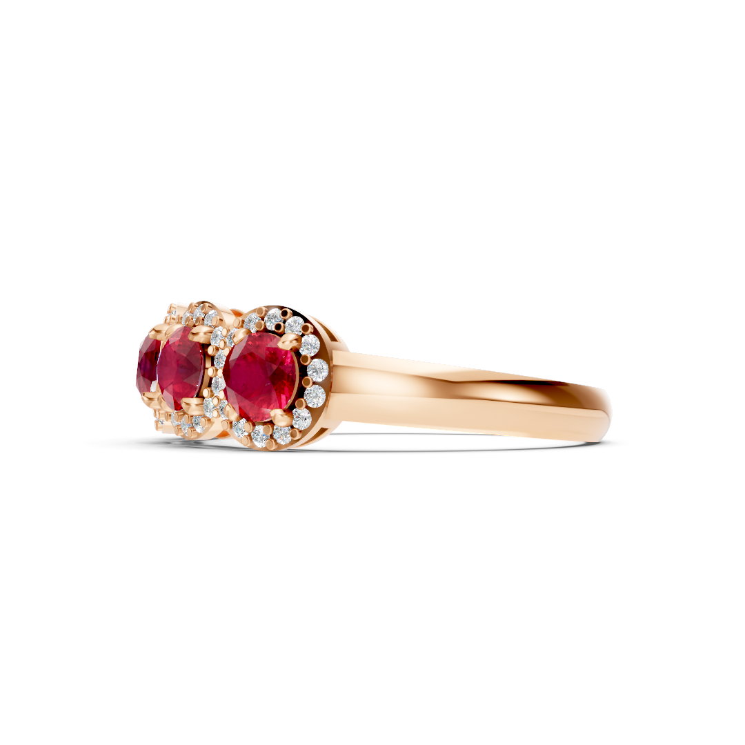 Ruby 5-Stone Halo Band Ring