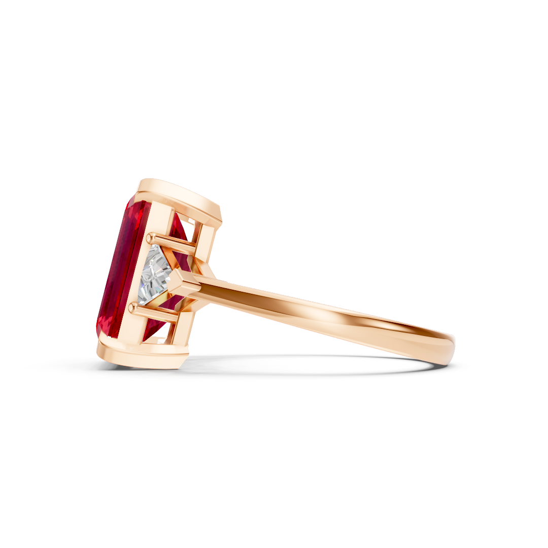 Ruby & Sapphire Three-Stone Ring