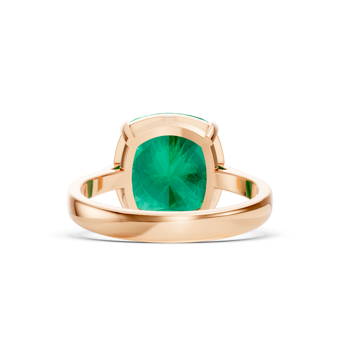 Colombian Emerald Cushion Solitaire Ring