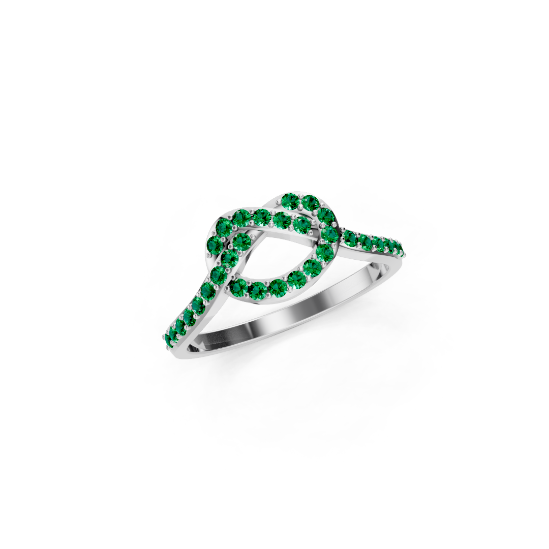 Colombian  Emerald Infinity Knot Ring