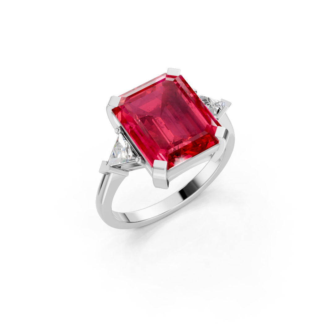 Ruby & Sapphire Three-Stone Ring