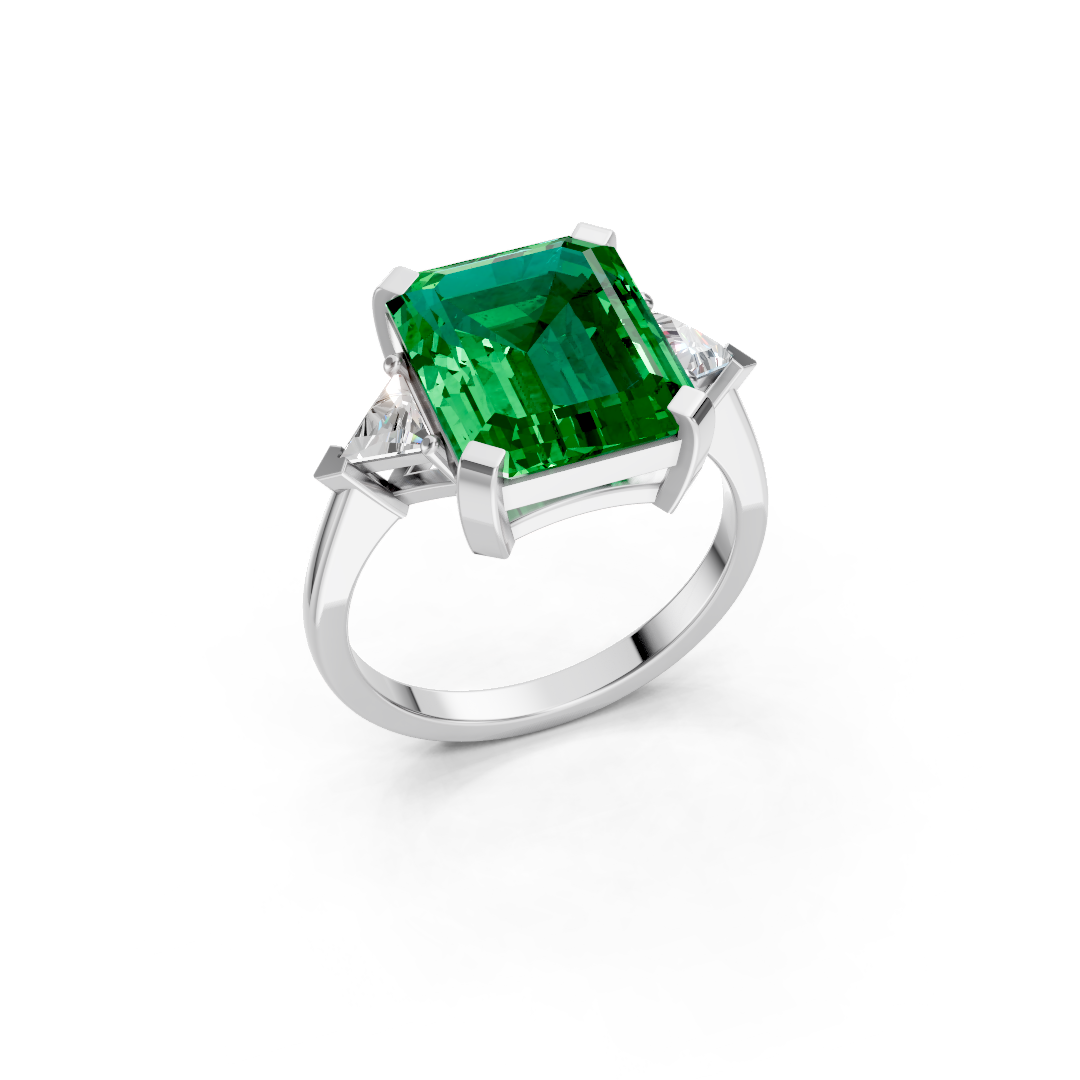Emerald & Sapphire Three-Stone Ring