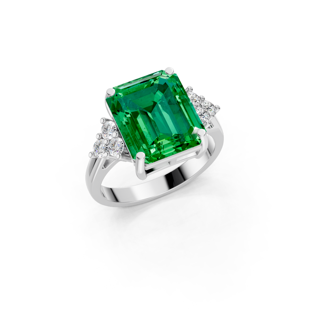 Subtle Colombian Emerald Cut Ring