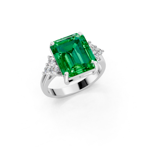 Subtle Colombian Emerald Cut Ring