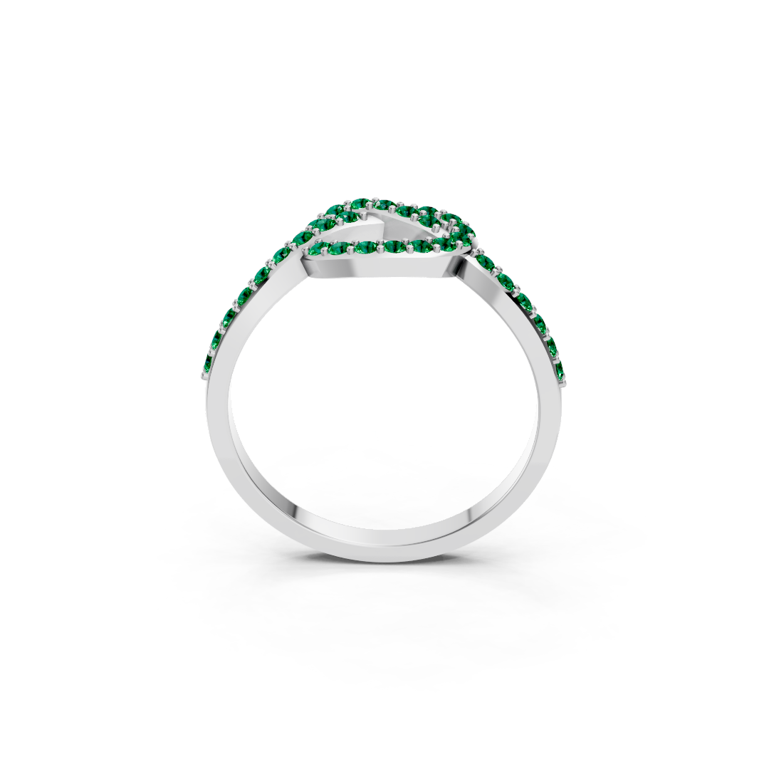 Colombian  Emerald Infinity Knot Ring