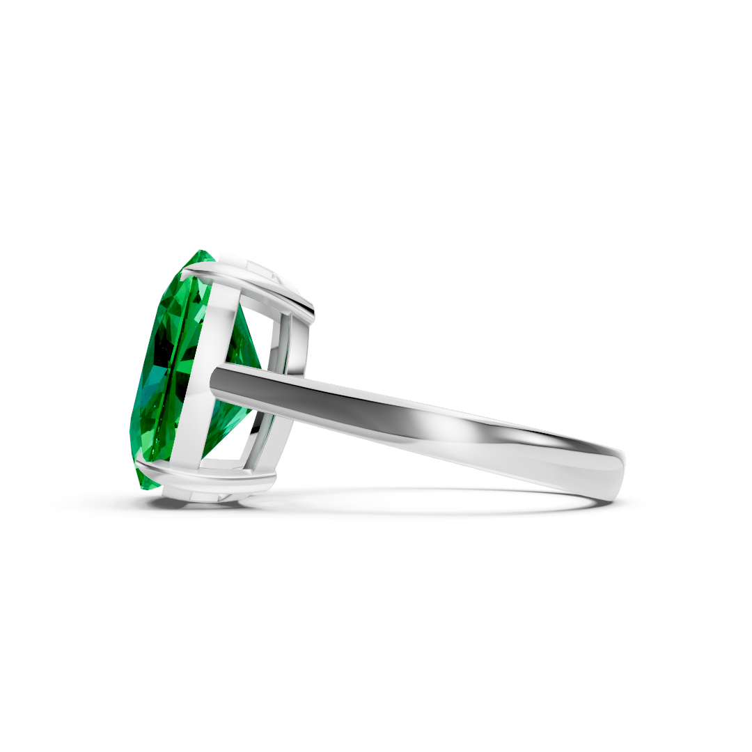 Colombian Emerald Cushion Solitaire Ring