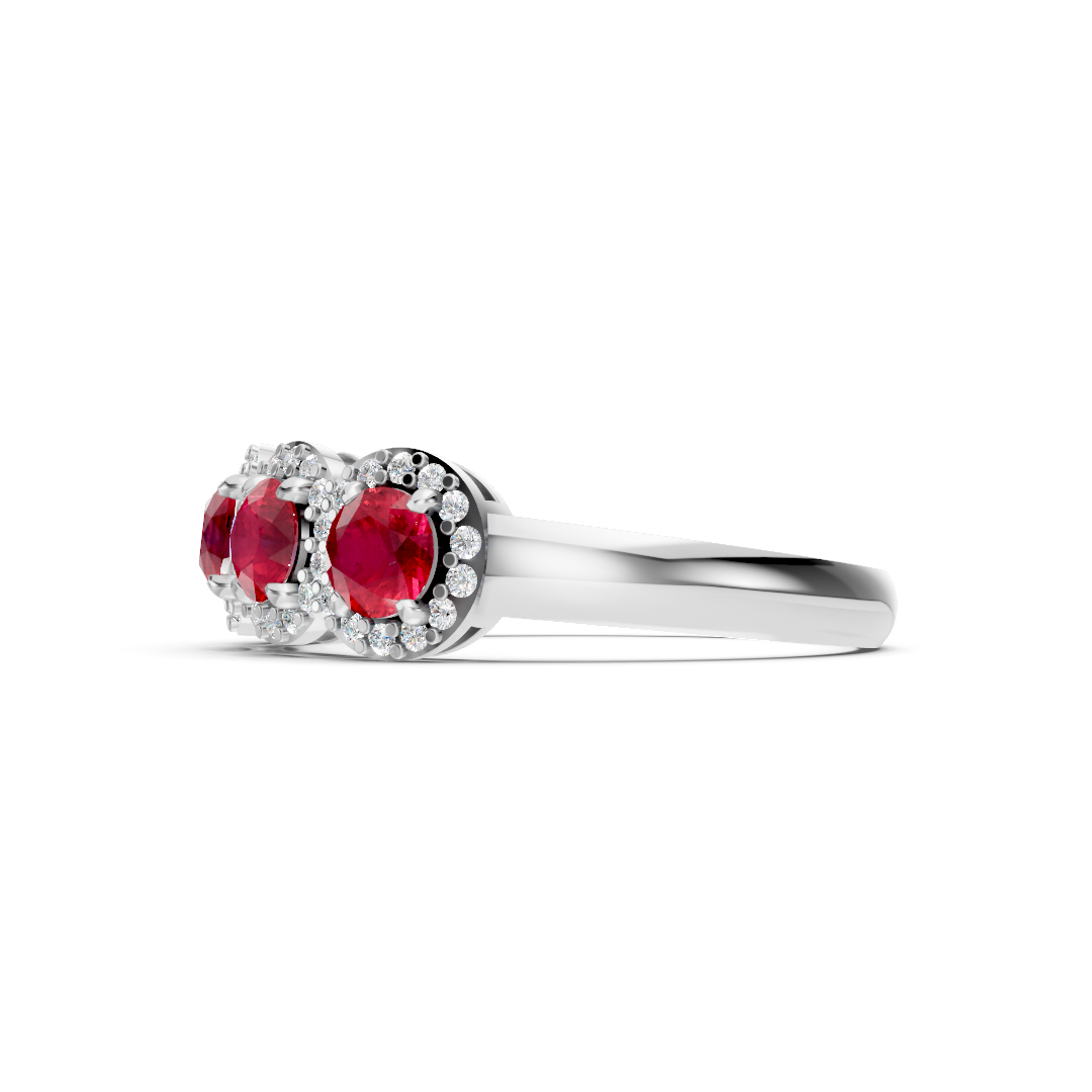 Ruby 5-Stone Halo Band Ring