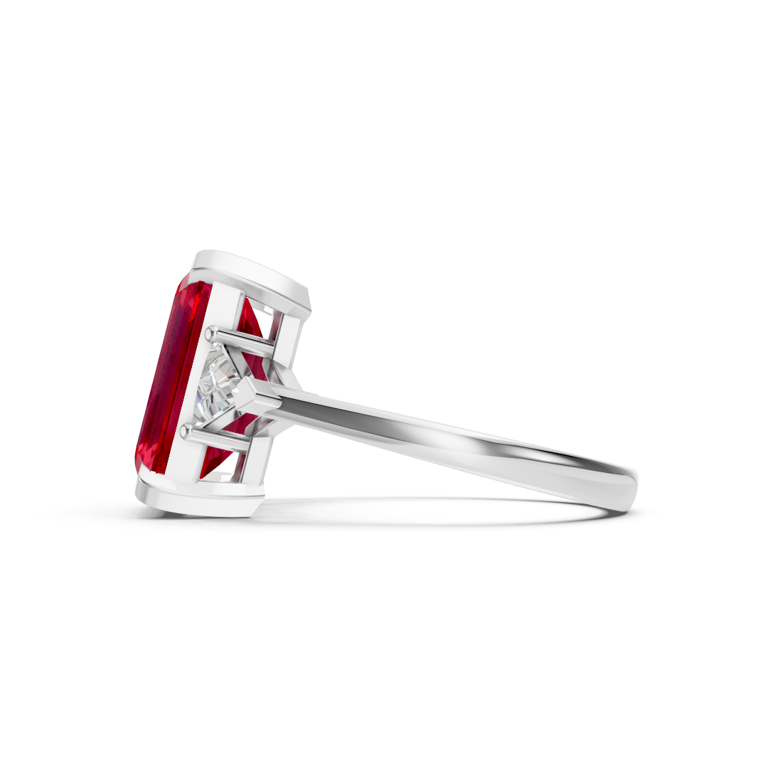Ruby & Sapphire Three-Stone Ring