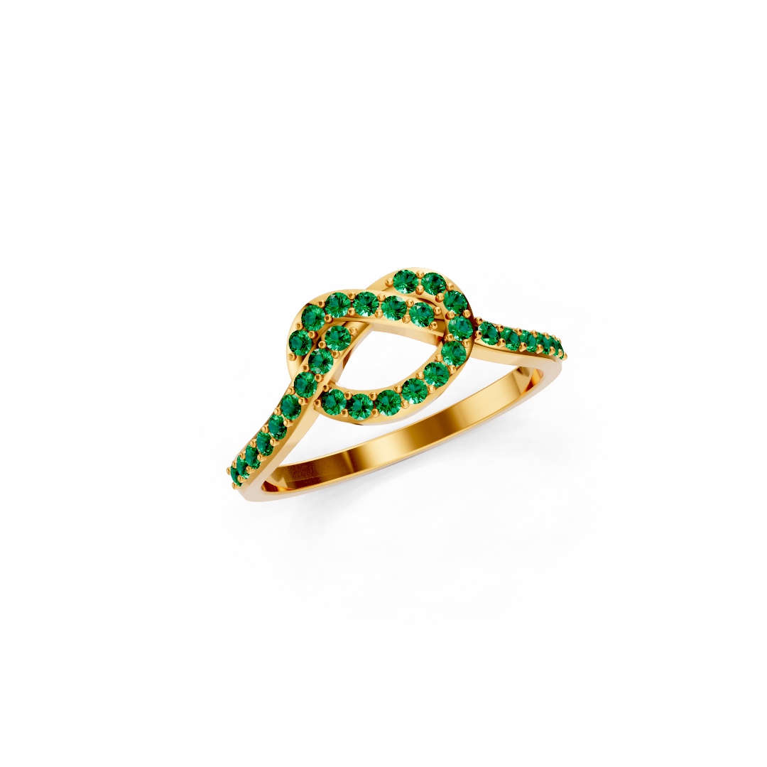Colombian  Emerald Infinity Knot Ring