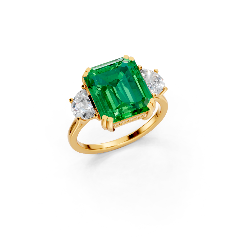 Colombian Emerald Three-Stone Ring