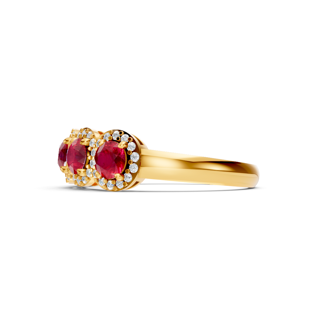 Ruby 5-Stone Halo Band Ring