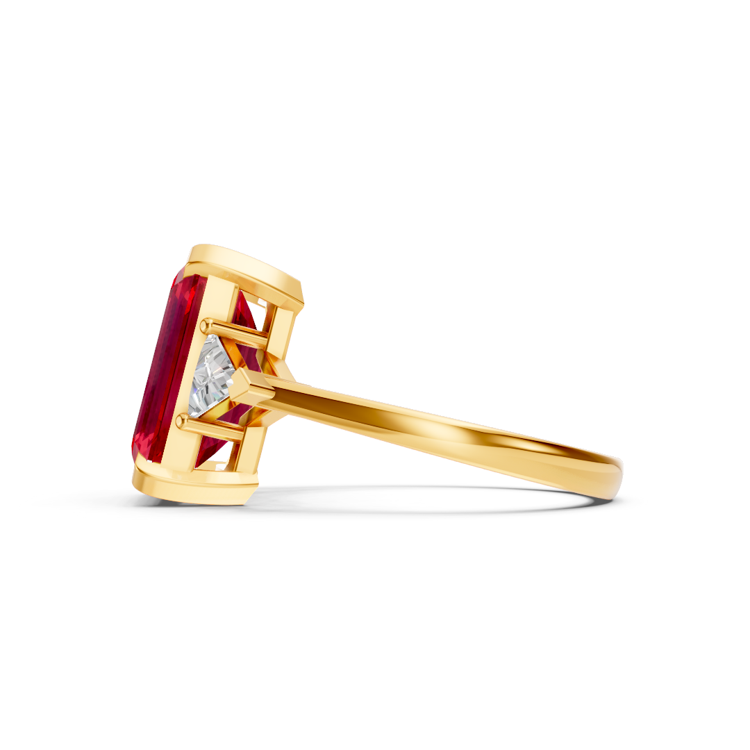 Ruby & Sapphire Three-Stone Ring