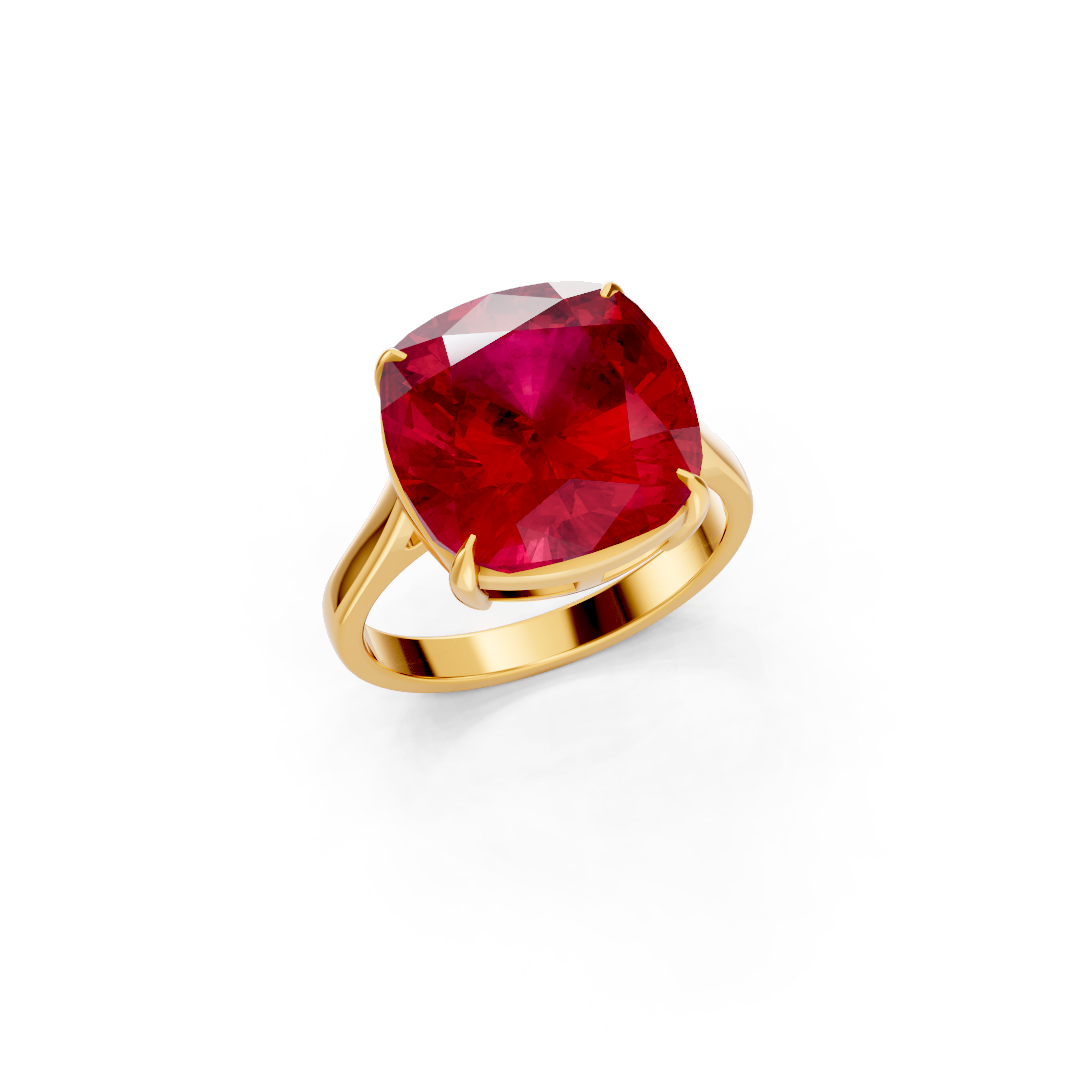 Ruby Cushion Solitaire Ring