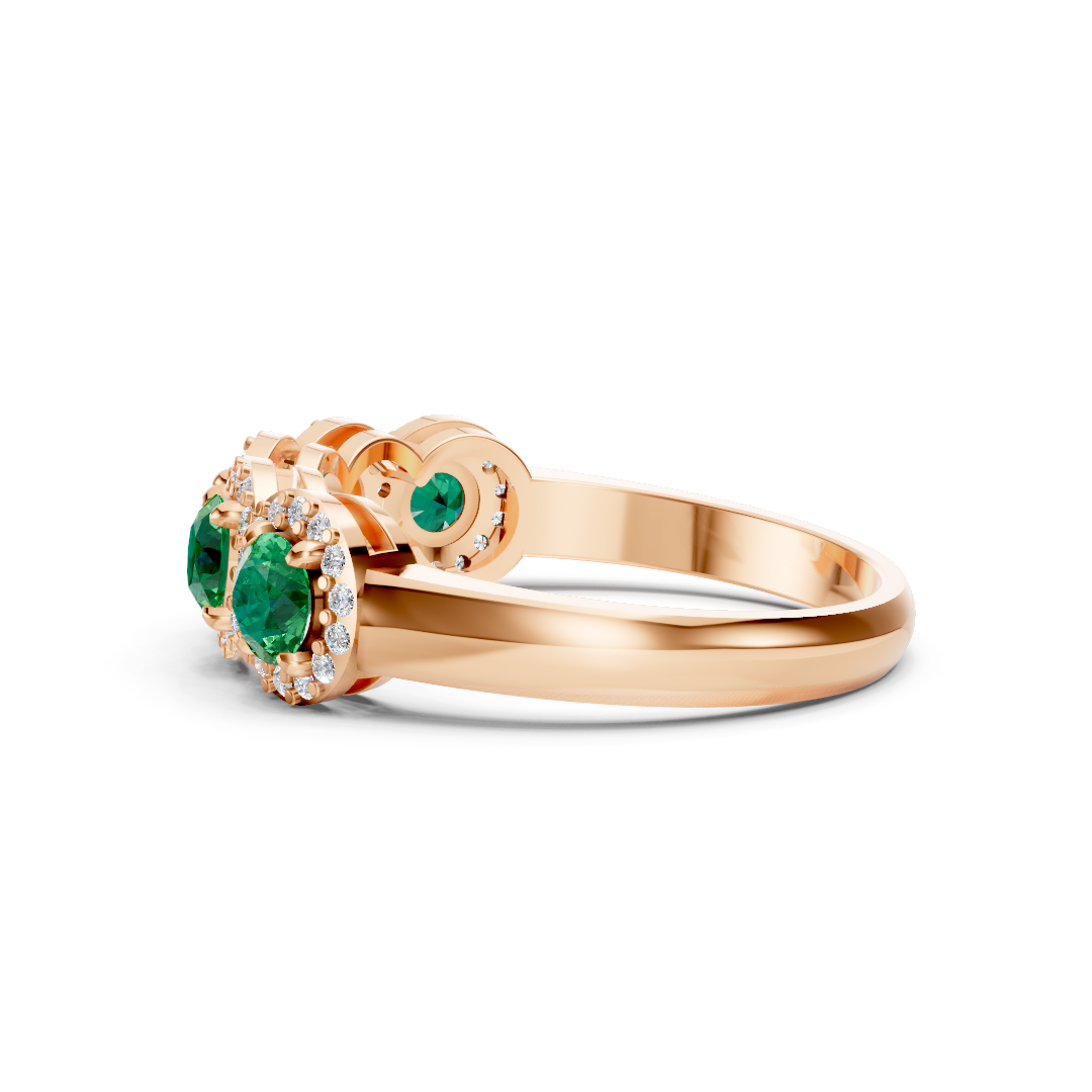 Colombian Emerald 5-Stone Halo Band Ring