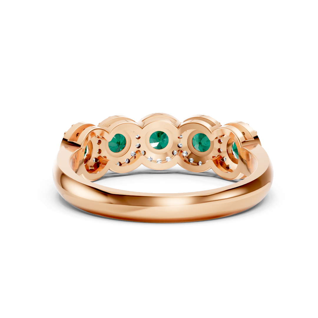 Colombian Emerald 5-Stone Halo Band Ring