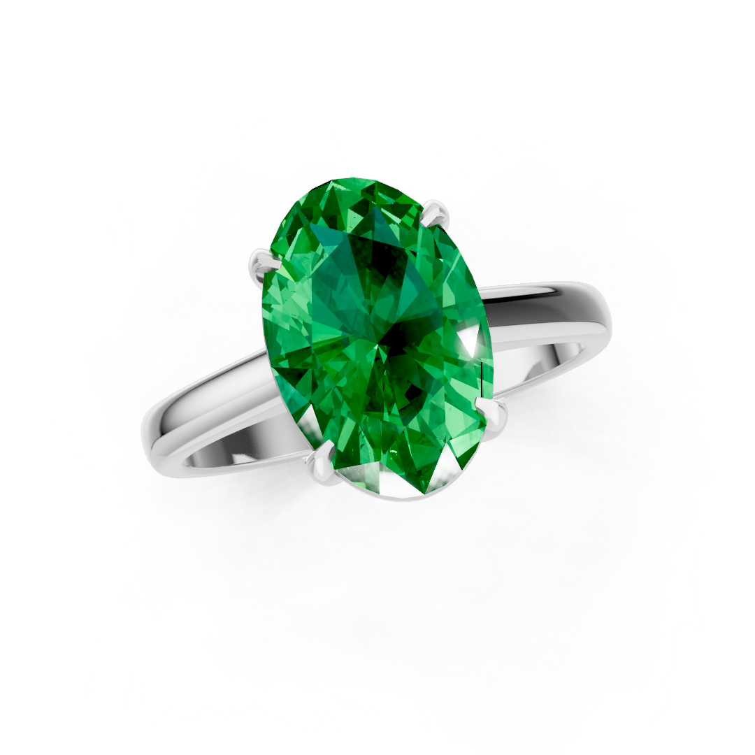 Colombian Emerald Oval Solitaire Ring