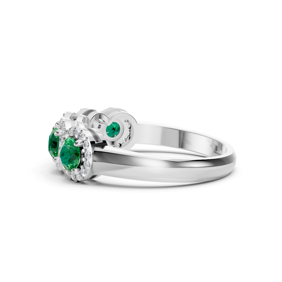Colombian Emerald 5-Stone Halo Band Ring