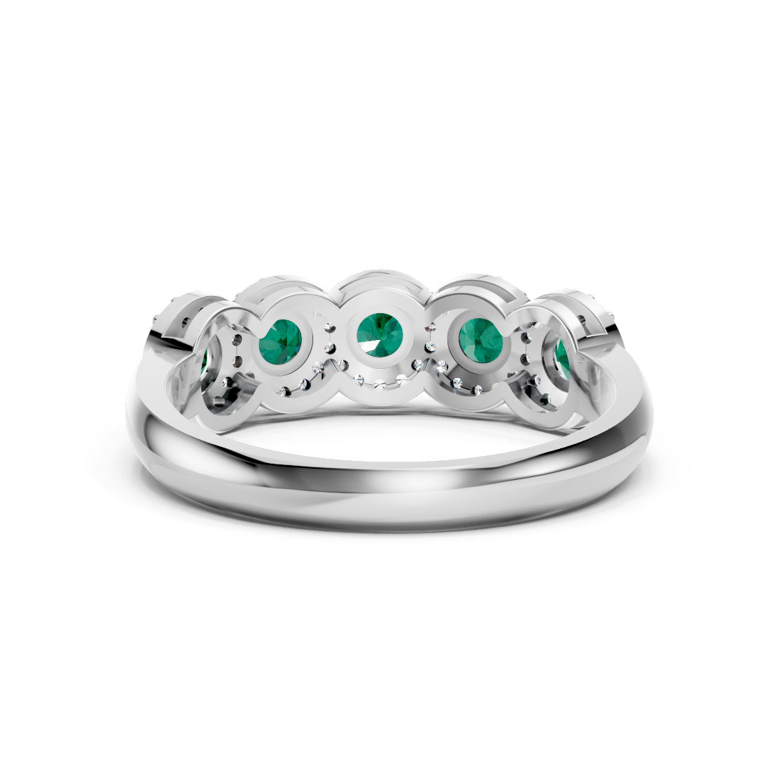 Colombian Emerald 5-Stone Halo Band Ring