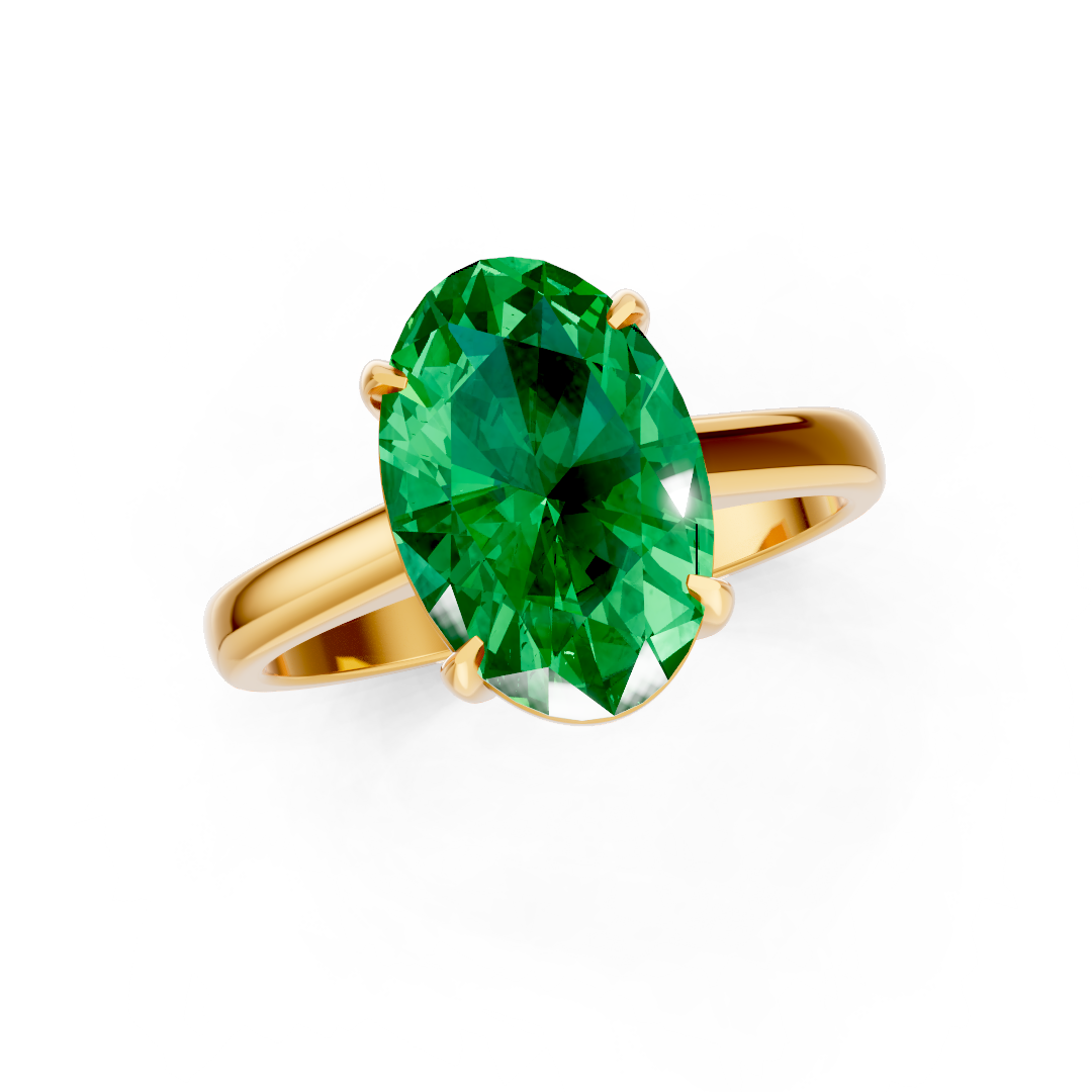 Colombian Emerald Oval Solitaire Ring