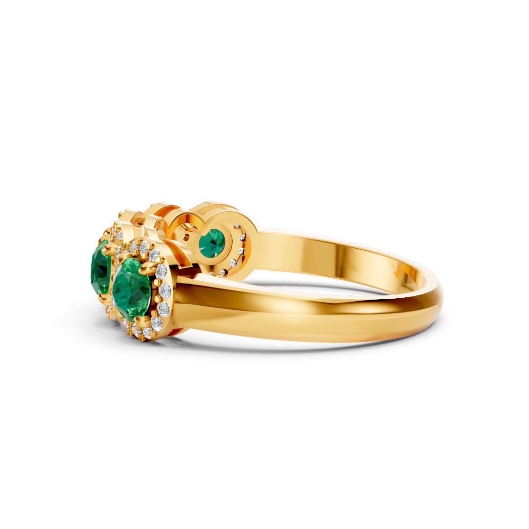 Colombian Emerald 5-Stone Halo Band Ring