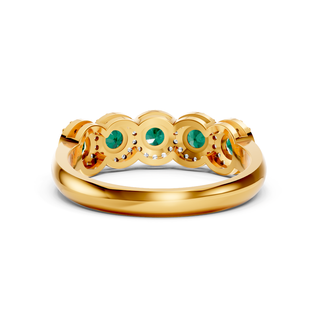Colombian Emerald 5-Stone Halo Band Ring