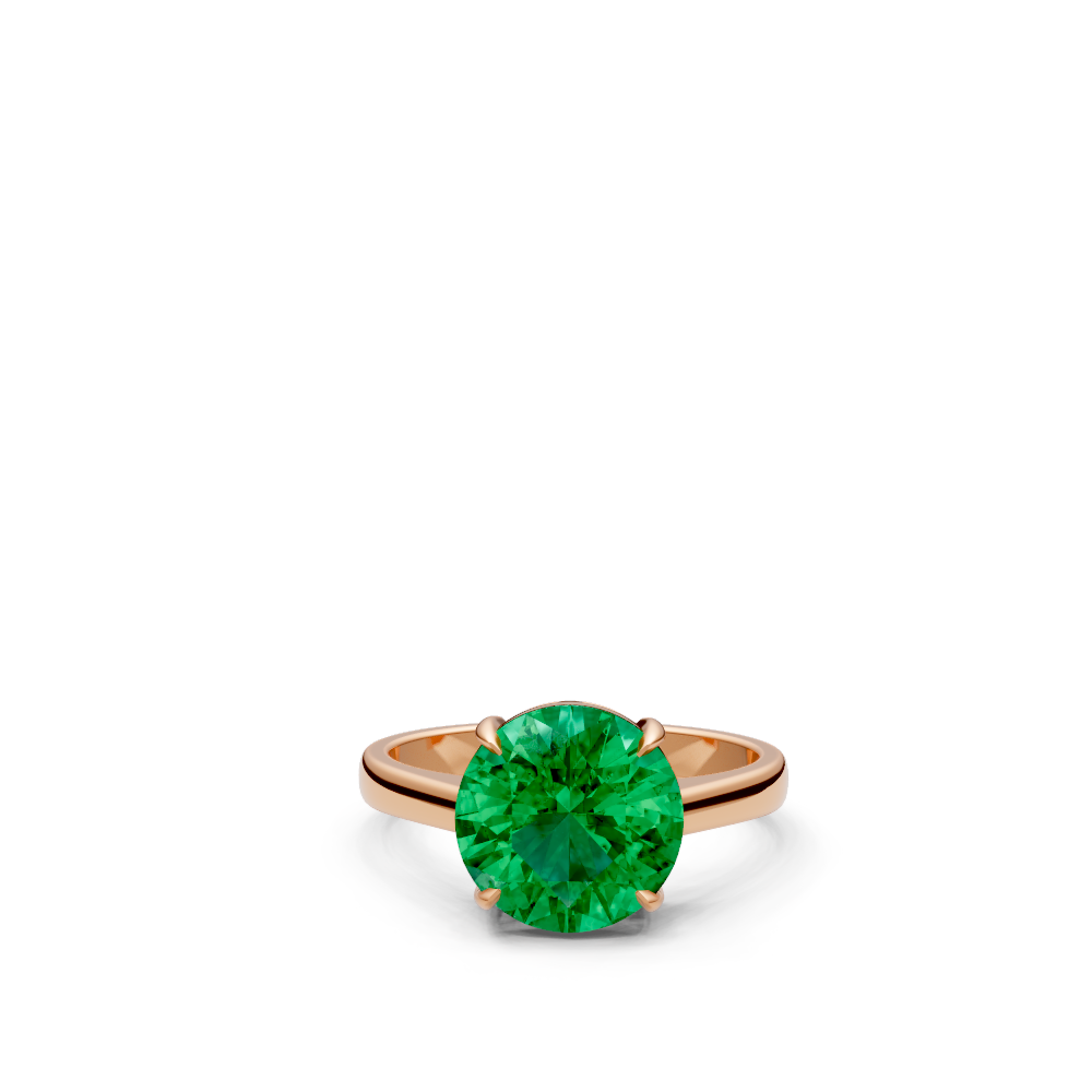 Colombian Emerald Round Solitaire Ring