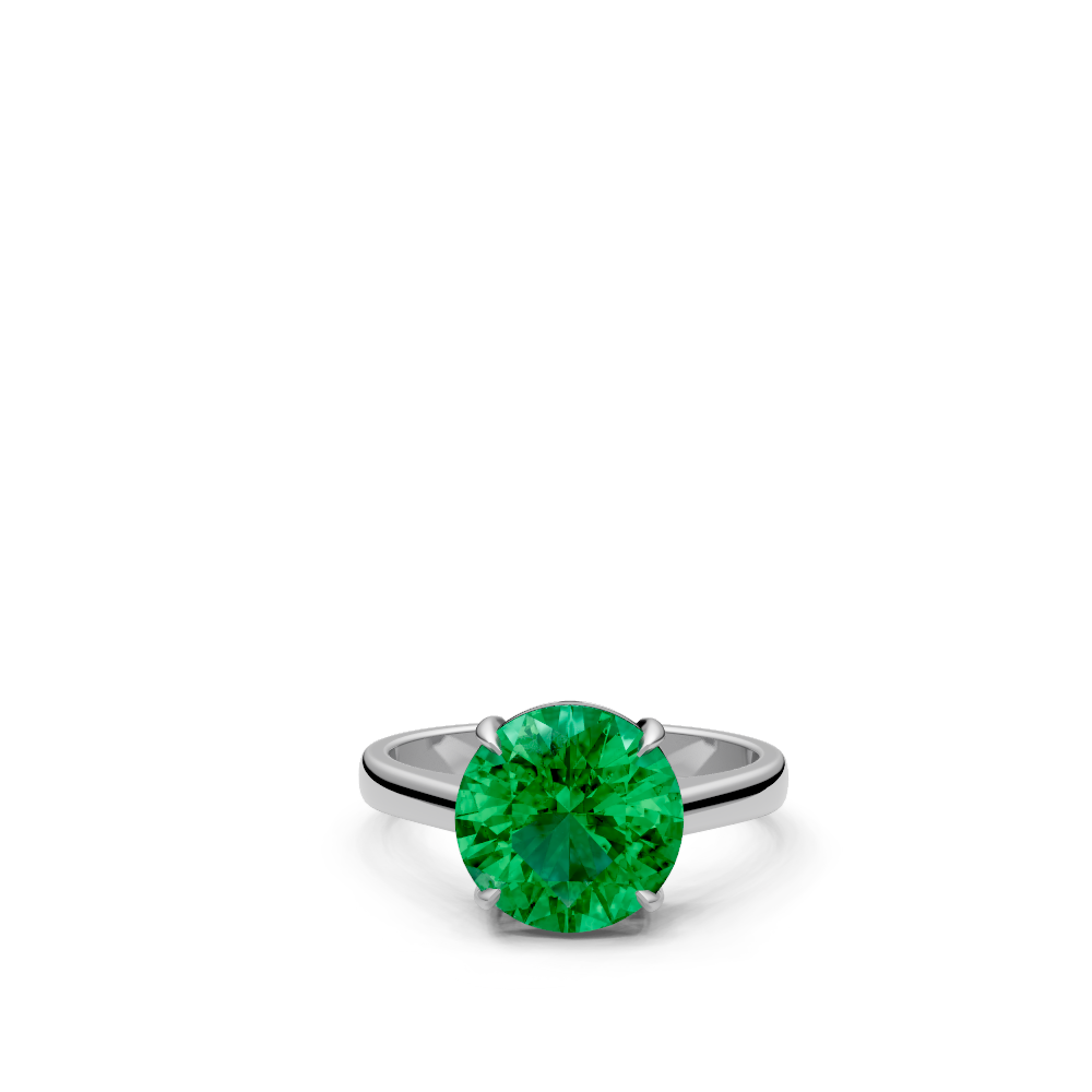 Colombian Emerald Round Solitaire Ring